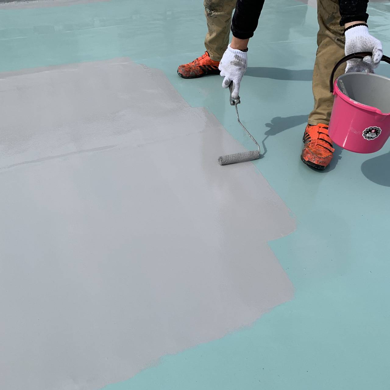 3:下地防水膜塗布〜仕上げ防水膜塗布